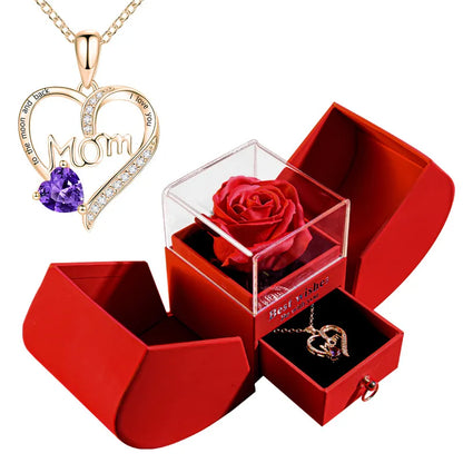 Perfect valentines Jewelry Rose Box Necklace