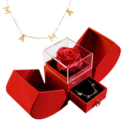 Perfect valentines Jewelry Rose Box Necklace