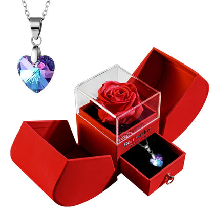 Perfect valentines Jewelry Rose Box Necklace