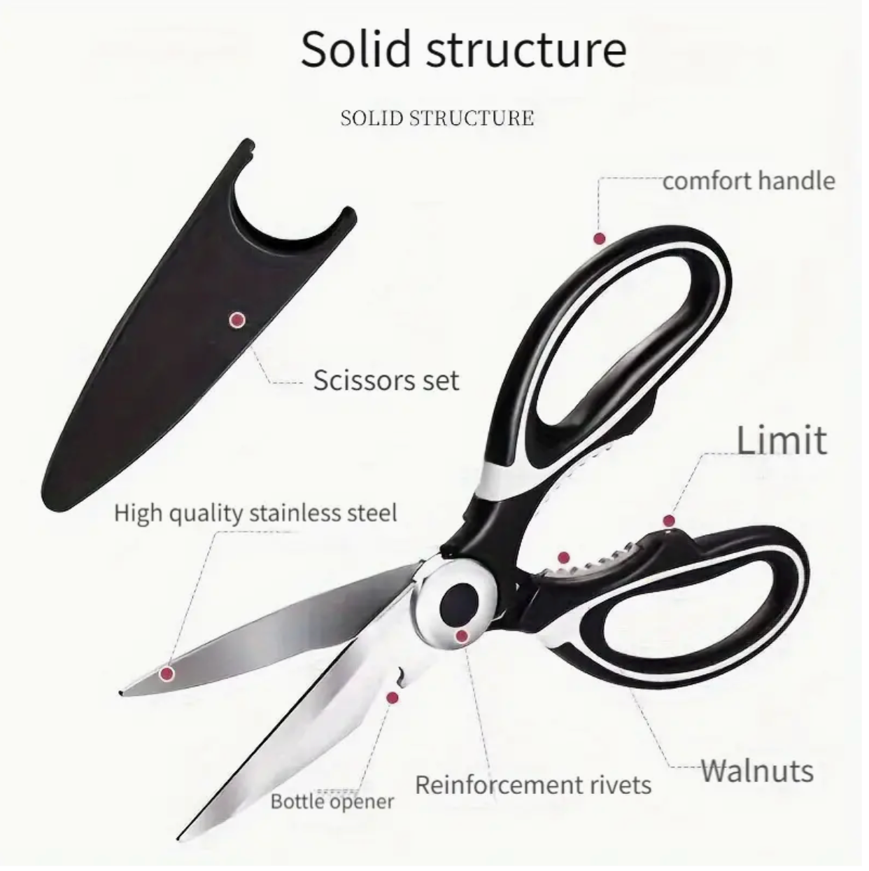 Durable Stainless Steel Kitchen Shears Vaseffard