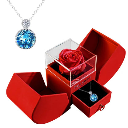 Perfect valentines Jewelry Rose Box Necklace