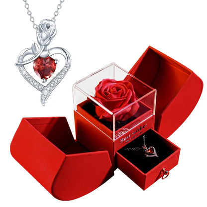 Perfect valentines Jewelry Rose Box Necklace