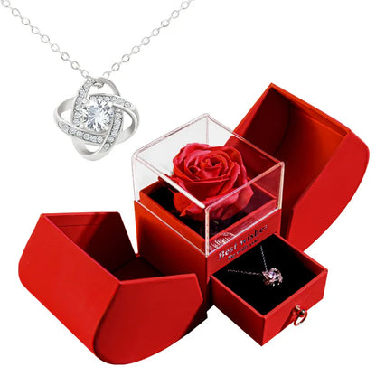 Perfect valentines Jewelry Rose Box Necklace