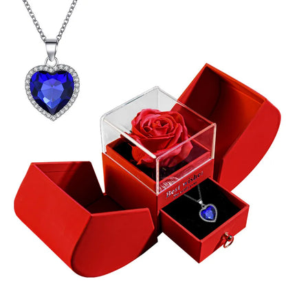 Perfect valentines Jewelry Rose Box Necklace