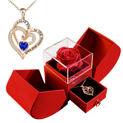 Perfect valentines Jewelry Rose Box Necklace